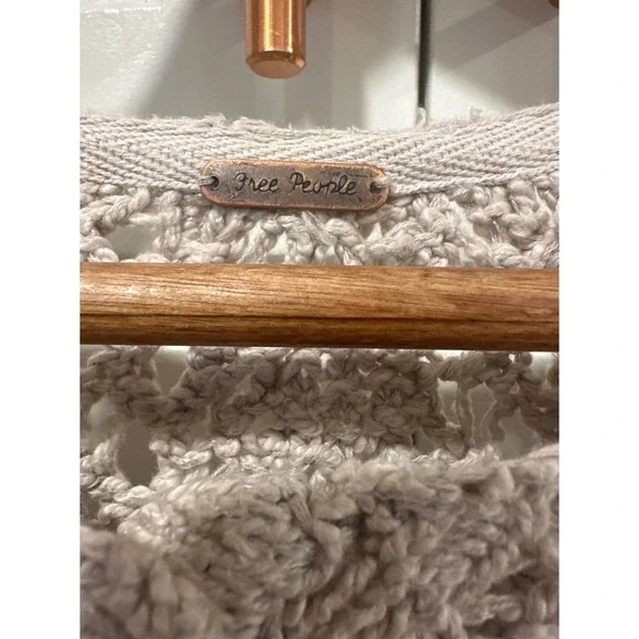 Free People Crochet Knit Cardigan Sweater Long Sleeve Neutral Boho Chic S - Picture 3 of 6